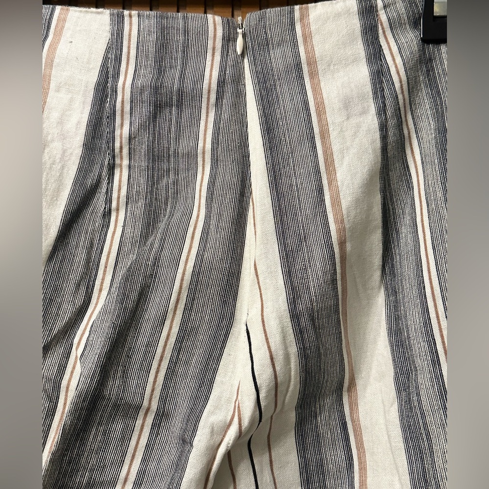Blue Blush Striped Black White & Brown Extra Wide Leg Women’s Pants - Picture 4 of 6